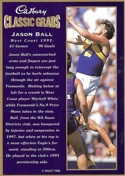 1998 Cadbury Classic Grabs #23 Jason Ball Back